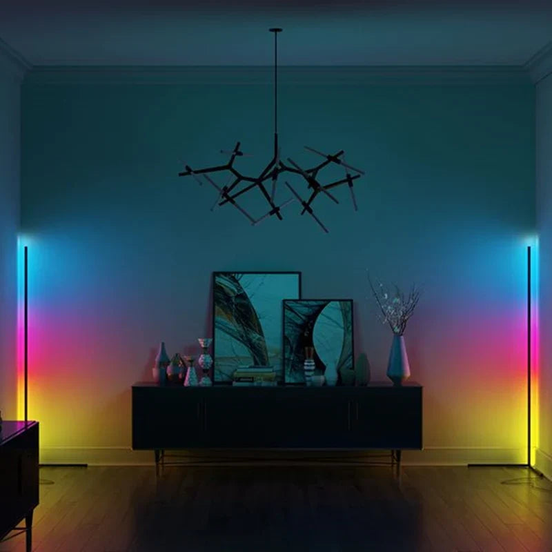 Lumen Collection | Slim Corner LED Floor Lamp for Living Rooms
