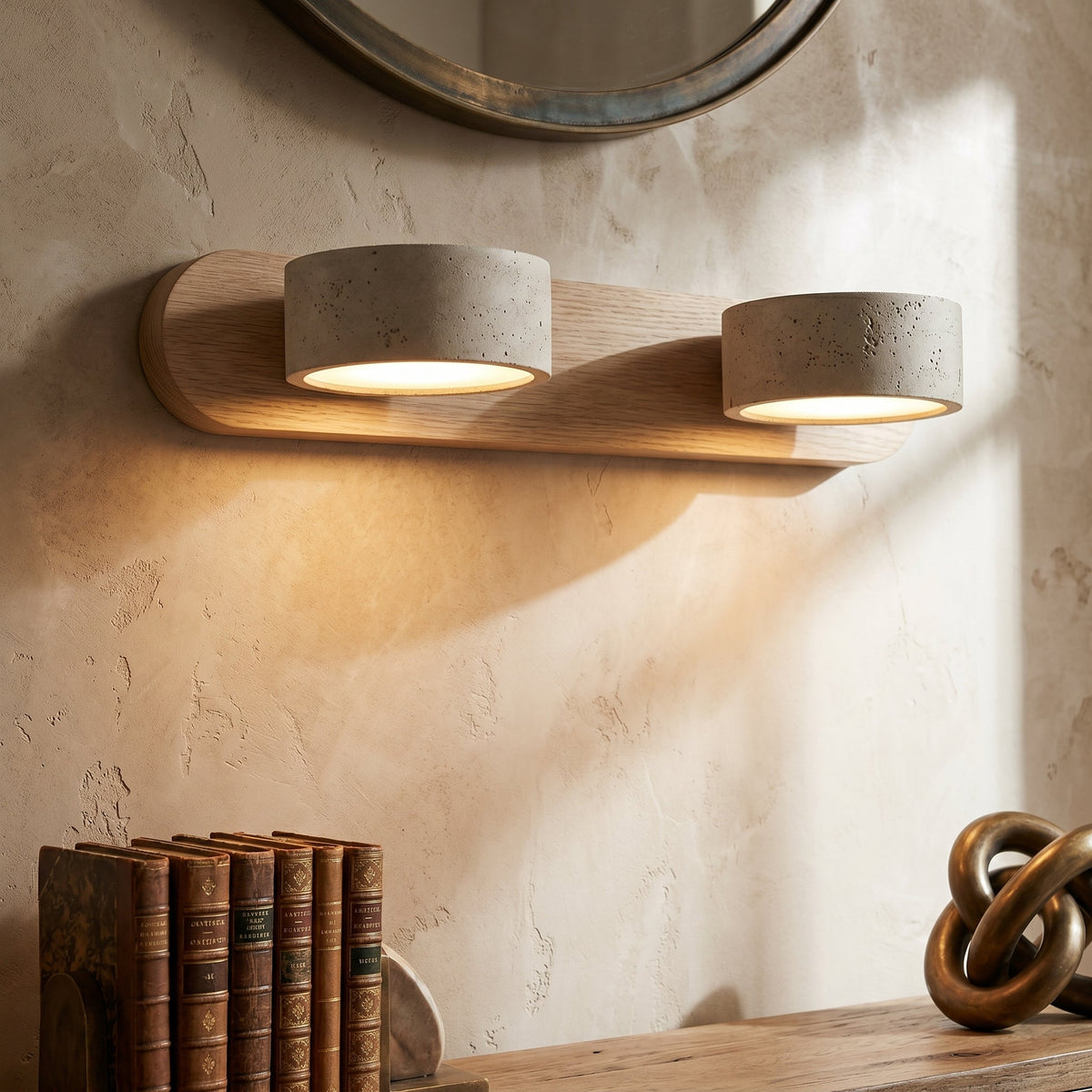 Lumen Collection | Travertine Wall Light with Soft LED Glow