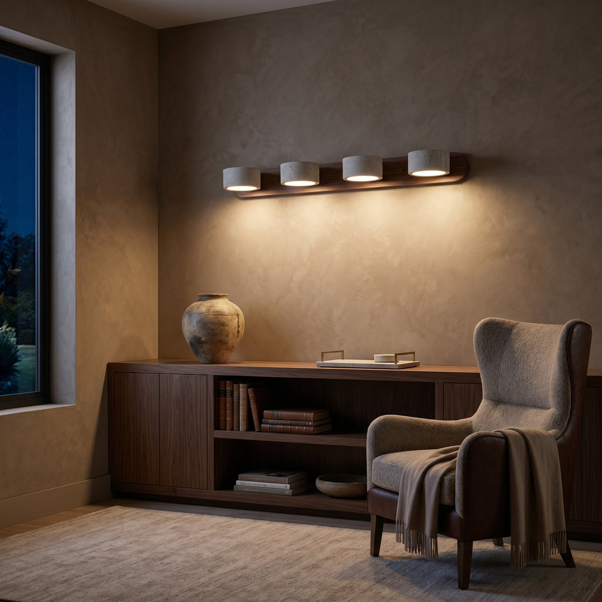 Lumen Collection | Travertine Wall Light with Soft LED Glow