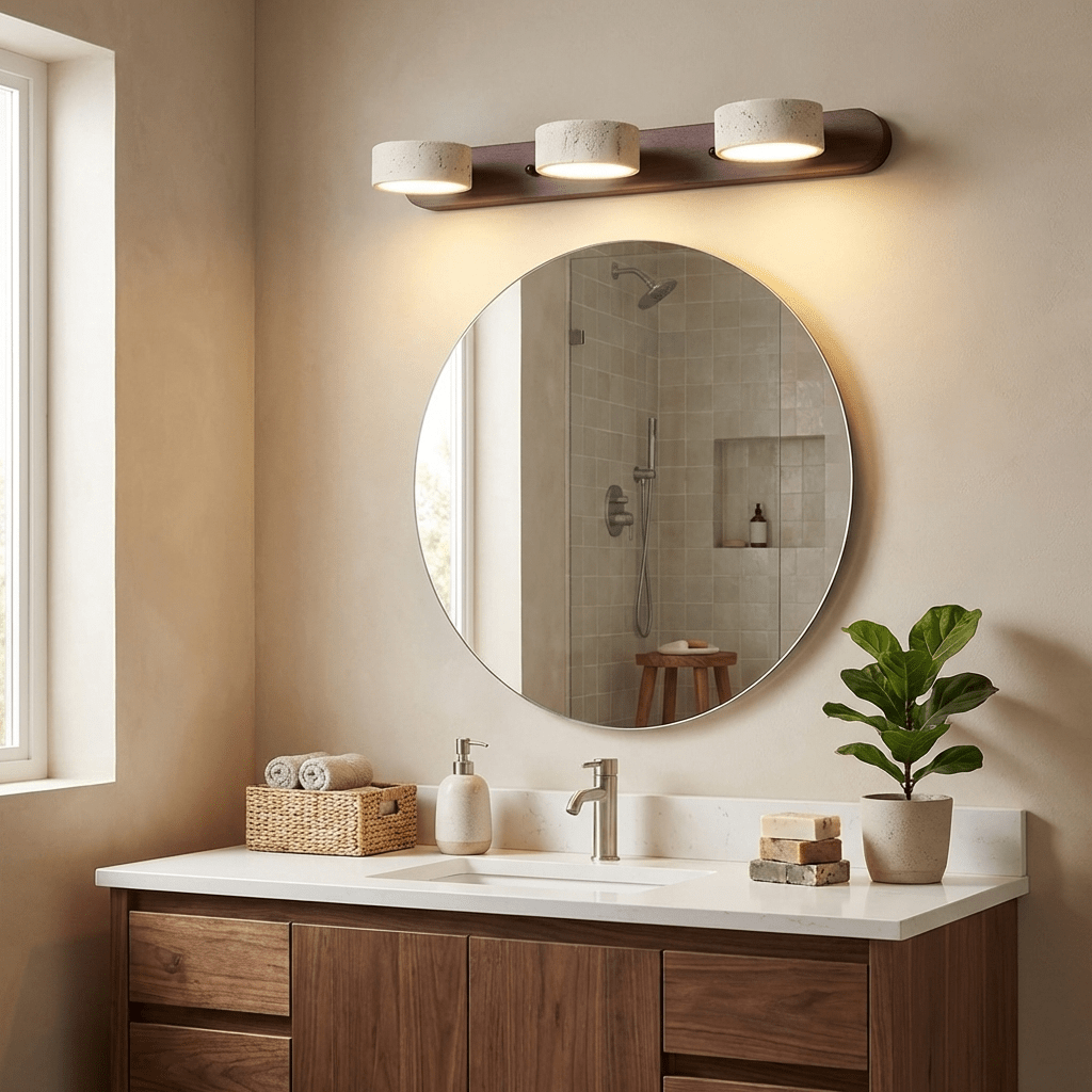 Lumen Collection | Travertine Wall Light with Soft LED Glow