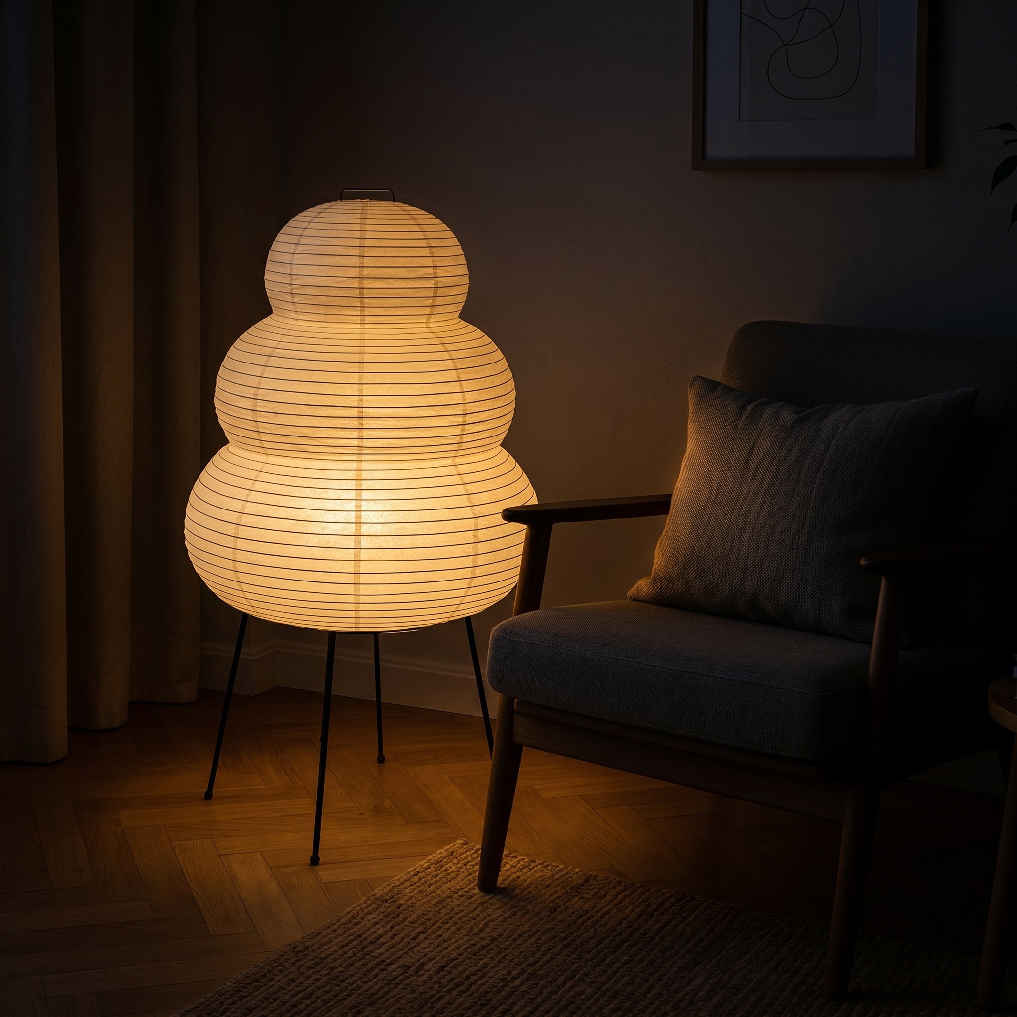 Lumen | Lampa Stołowa z Papieru Ryżowego – Nowoczesna Lampa Japandi do Salonu i Sypialni