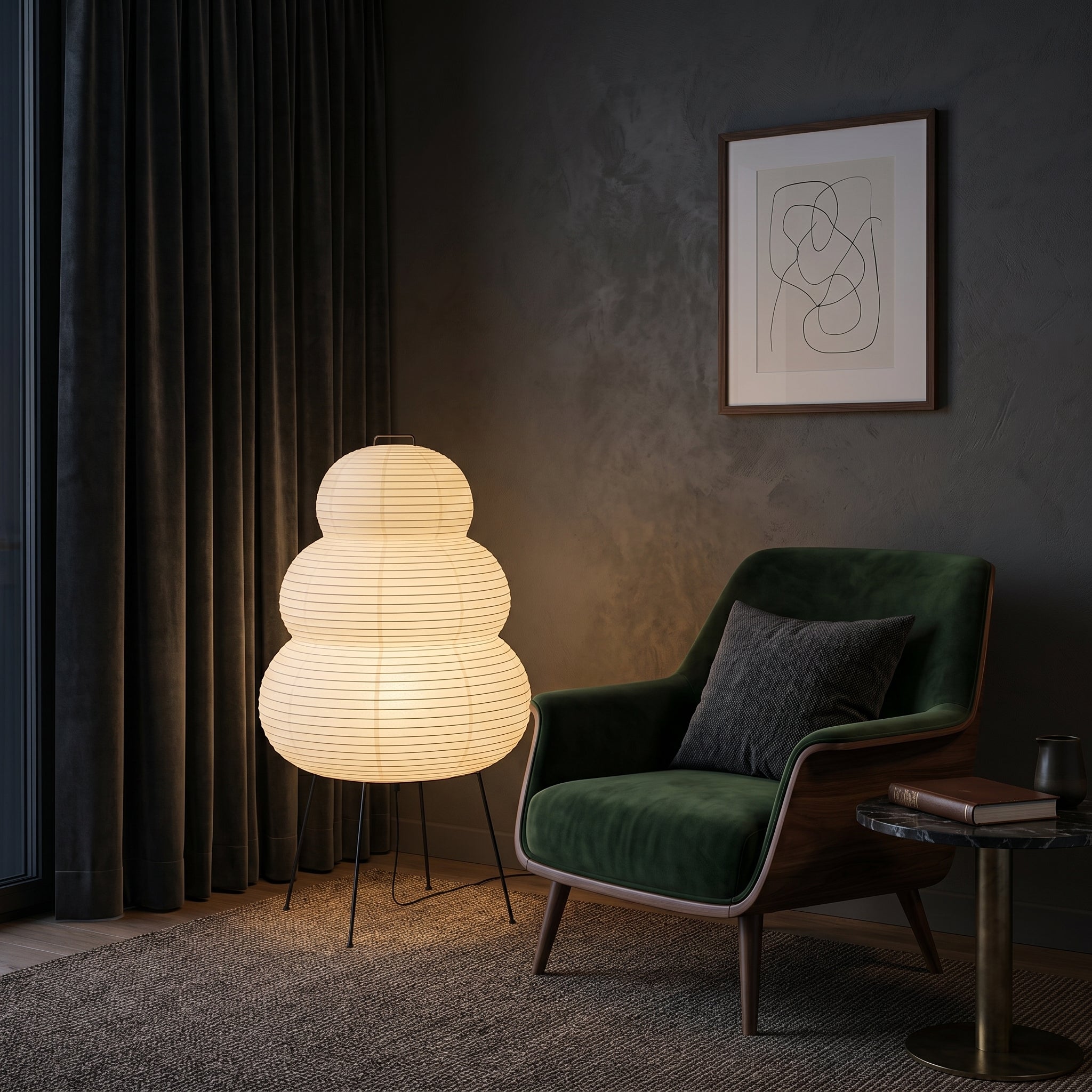 Lumen | Lampa Stołowa z Papieru Ryżowego – Nowoczesna Lampa Japandi do Salonu i Sypialni