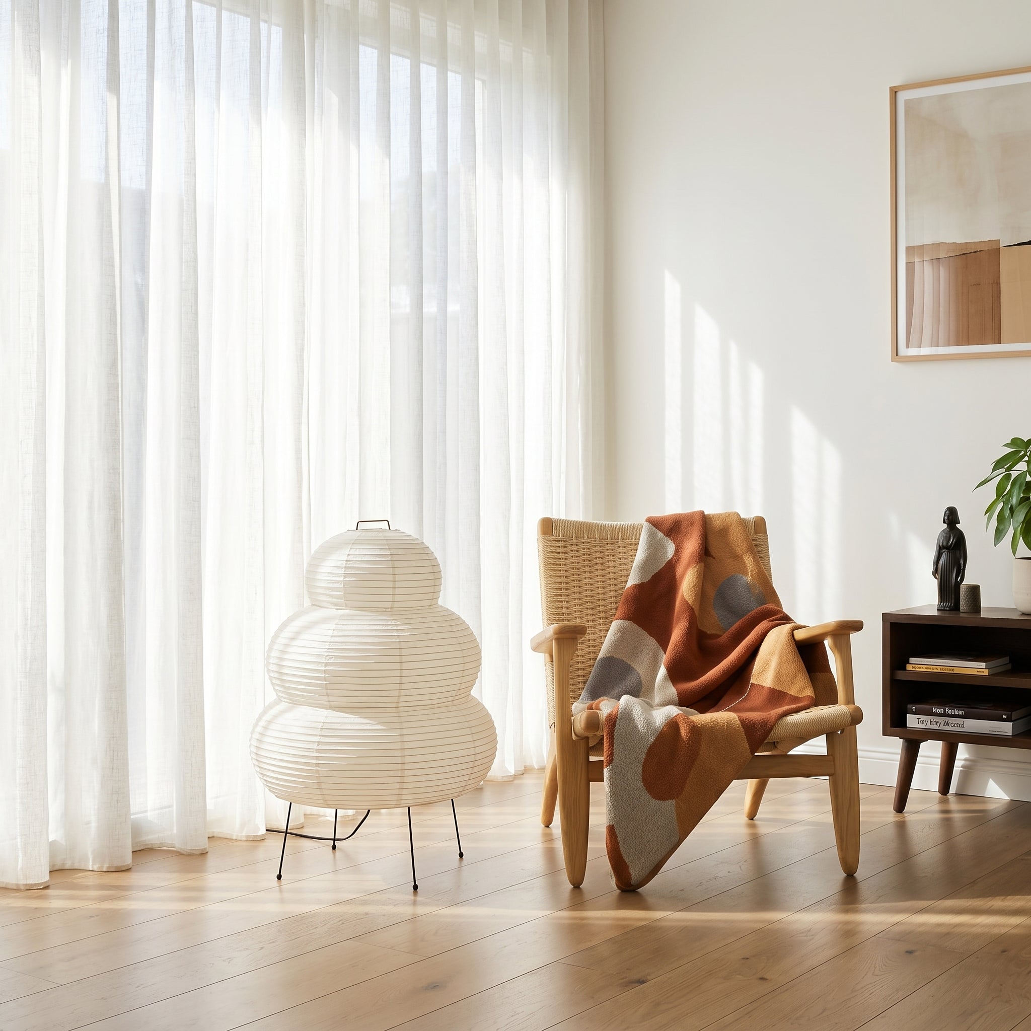 Lumen | Lampa Stołowa z Papieru Ryżowego – Nowoczesna Lampa Japandi do Salonu i Sypialni