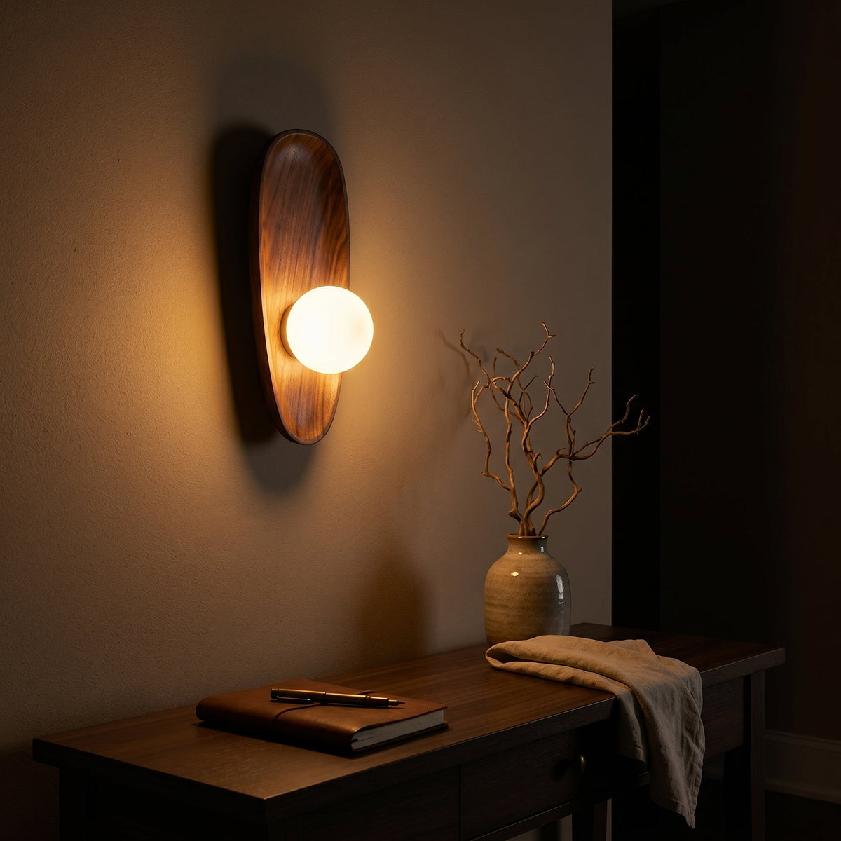 Lumen Collection | Contemporary Wooden Wall Sconce with Soft Ambient Glow