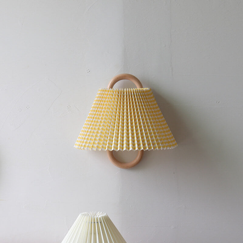 Lumen Collection | Wooden Wall Sconce with Fabric Shade for Soft Ambient Light