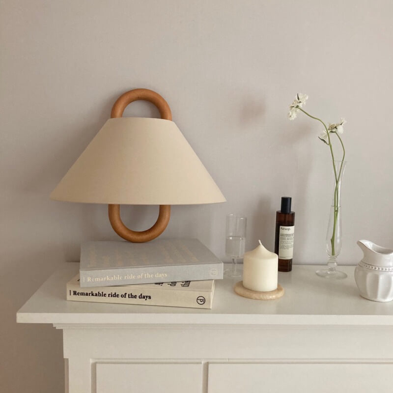 Lumen Collection | Wooden Wall Sconce with Fabric Shade for Soft Ambient Light