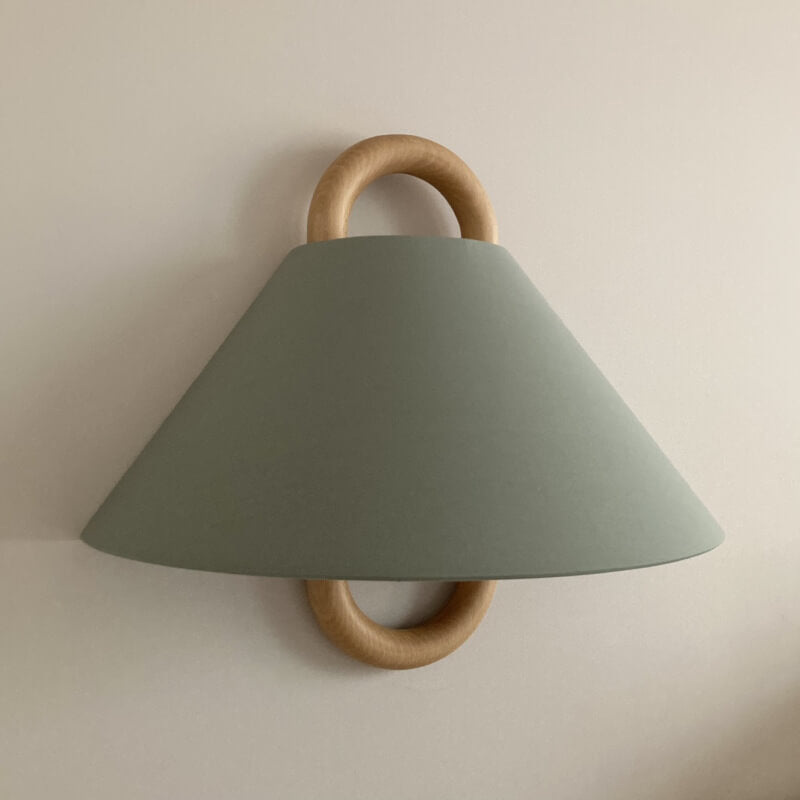 Lumen Collection | Wooden Wall Sconce with Fabric Shade for Soft Ambient Light