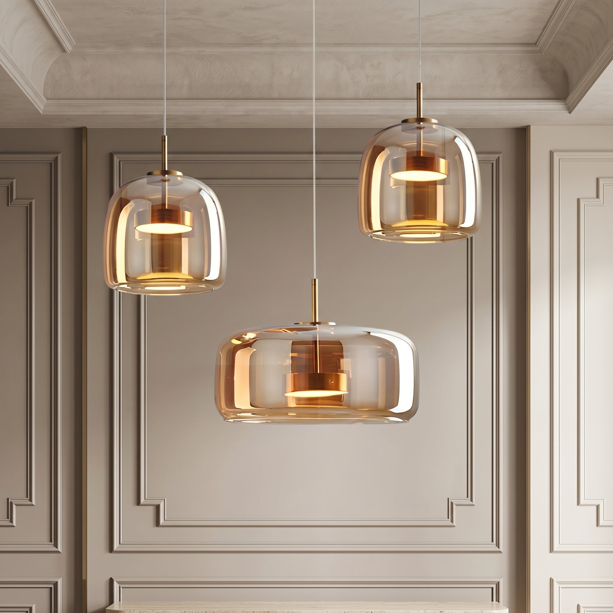 Lampa Wisząca Lumen Hailie Trio – Elegancka Szklana Lampa z 3 Punktami Światła do Jadalni i Kuchni