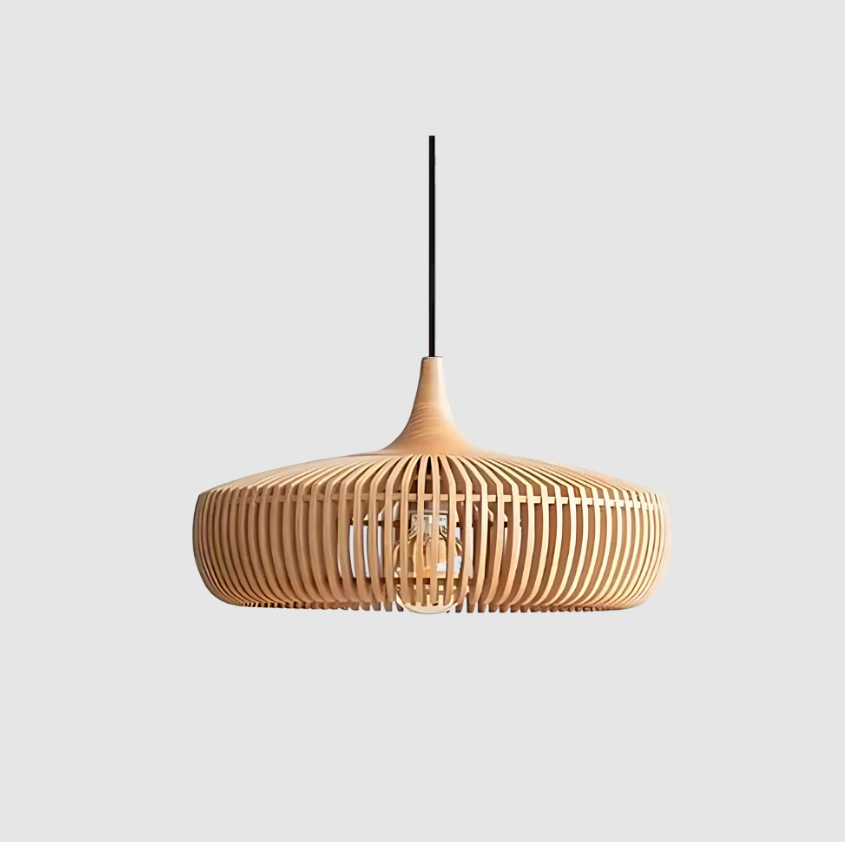 Lumen Hinori | Drewniana lampa wisząca Japandi – minimalistyczny design, ciepłe światło, lite drewno