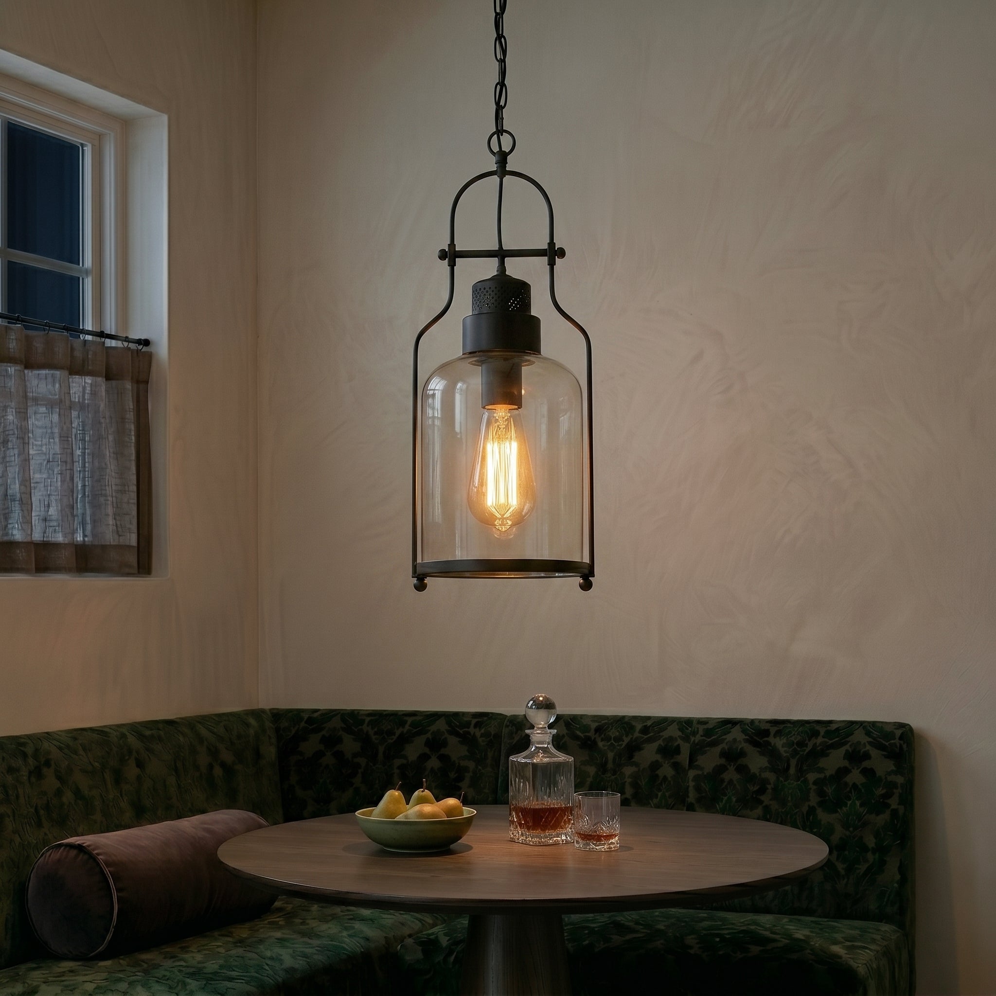 Lumen Morris | Przytulna, elegancka lampa wisząca ze szkła i metalu do nowoczesnych wnętrz