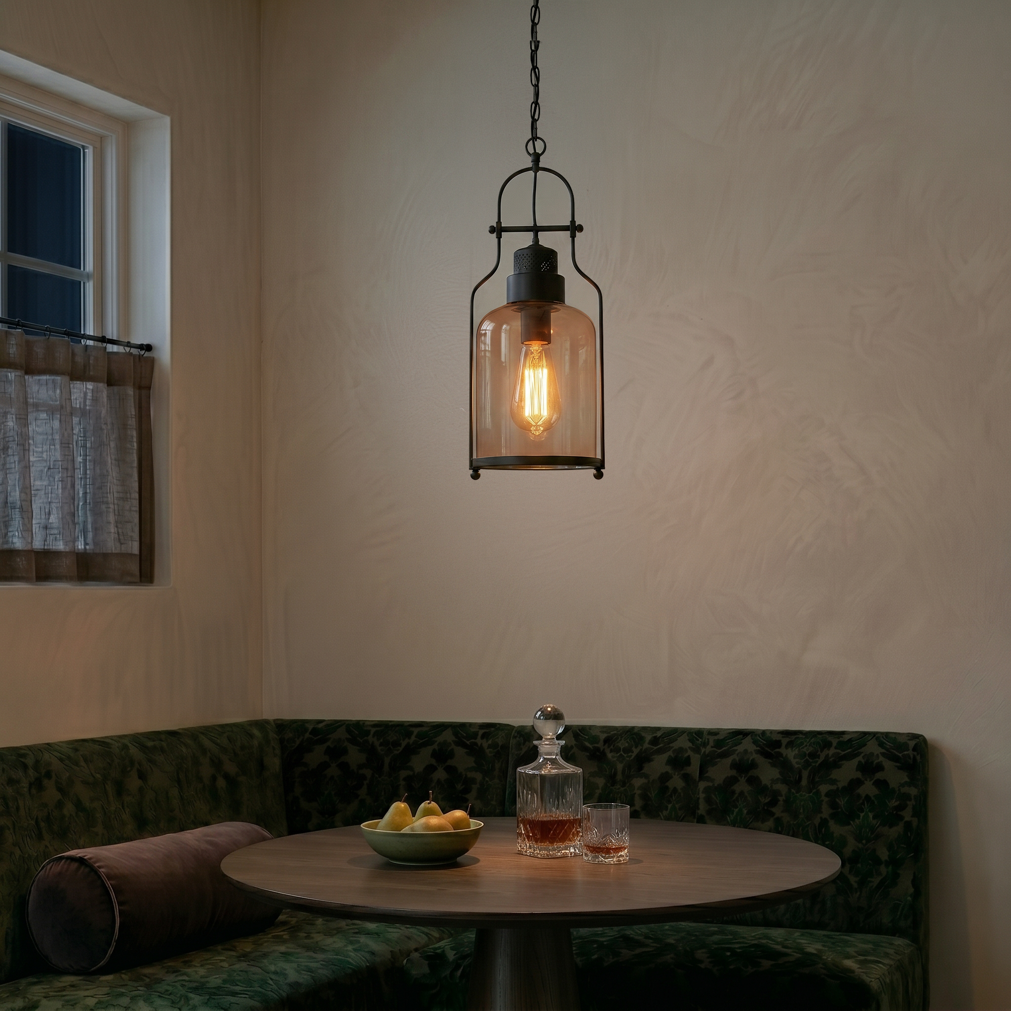 Lumen Morris | Przytulna, elegancka lampa wisząca ze szkła i metalu do nowoczesnych wnętrz