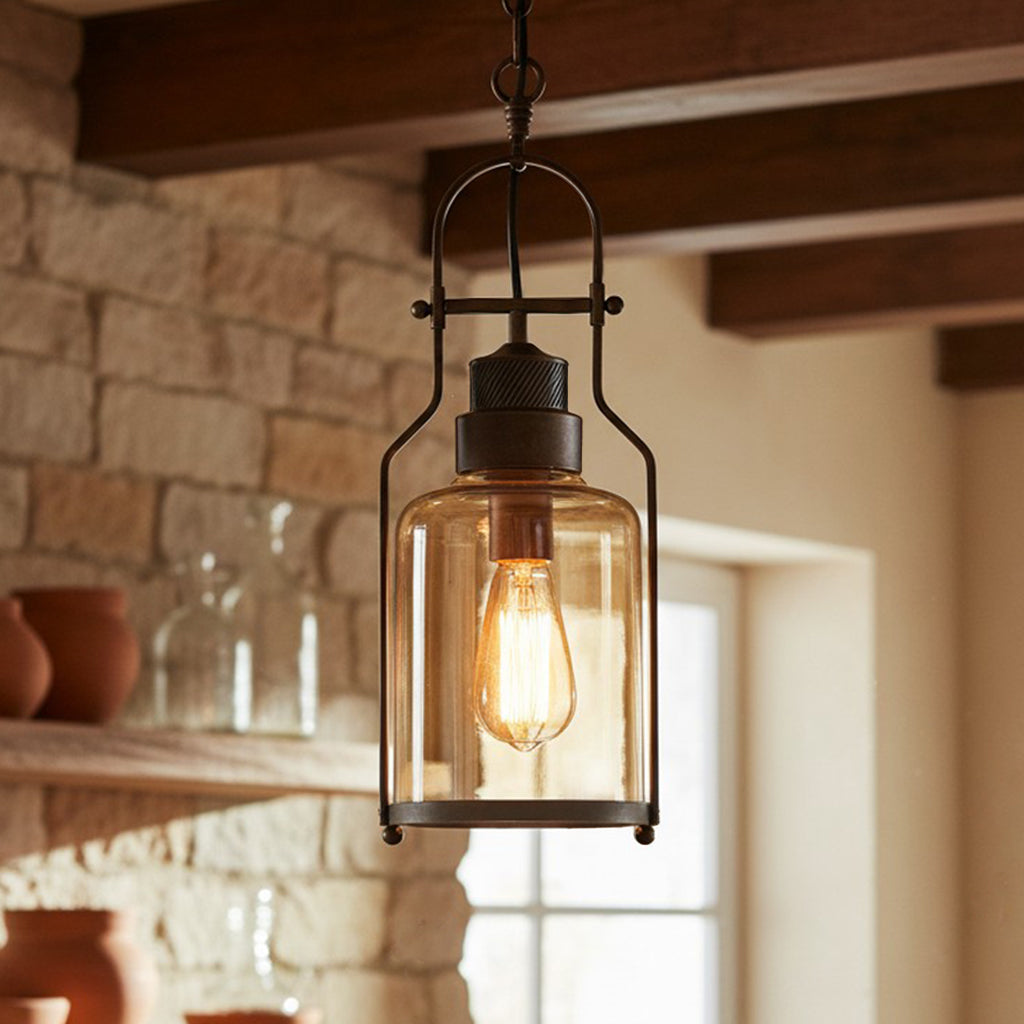 Lumen Morris | Przytulna, elegancka lampa wisząca ze szkła i metalu do nowoczesnych wnętrz