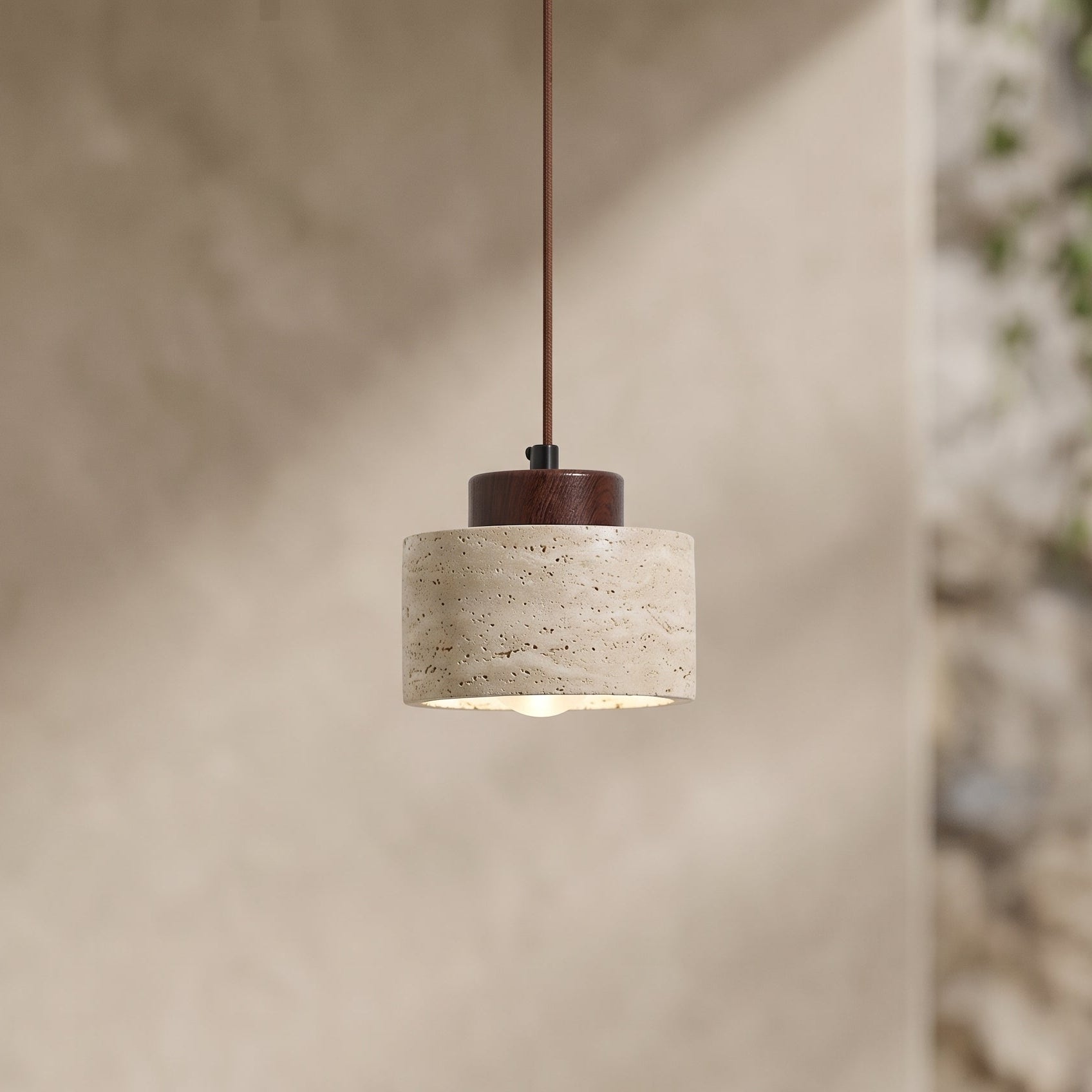 Lampa wisząca LED z trawertynu | Designerska lampa Retro Nordic z kamienia naturalnego do salonu, kuchni i jadalni