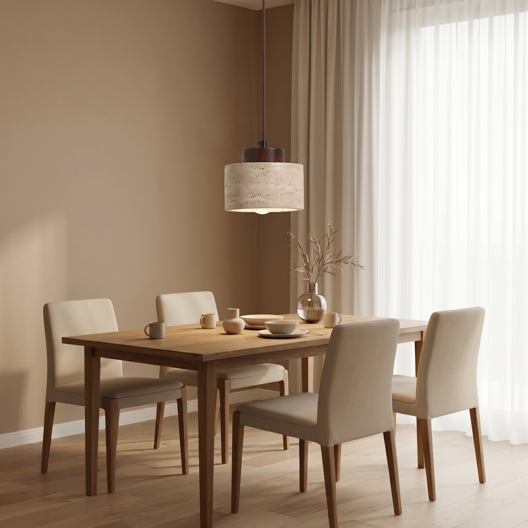 Lampa wisząca LED z trawertynu | Designerska lampa Retro Nordic z kamienia naturalnego do salonu, kuchni i jadalni