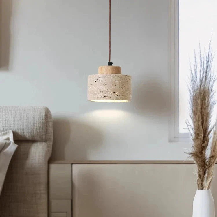 Lampa wisząca LED z trawertynu | Designerska lampa Retro Nordic z kamienia naturalnego do salonu, kuchni i jadalni