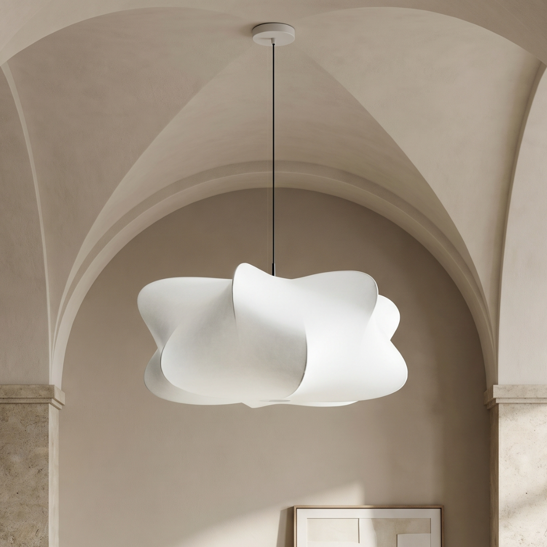 Lampa wisząca Lumen Wabi Sabi z jedwabiu | Designerska lampa LED do salonu, sypialni i jadalni