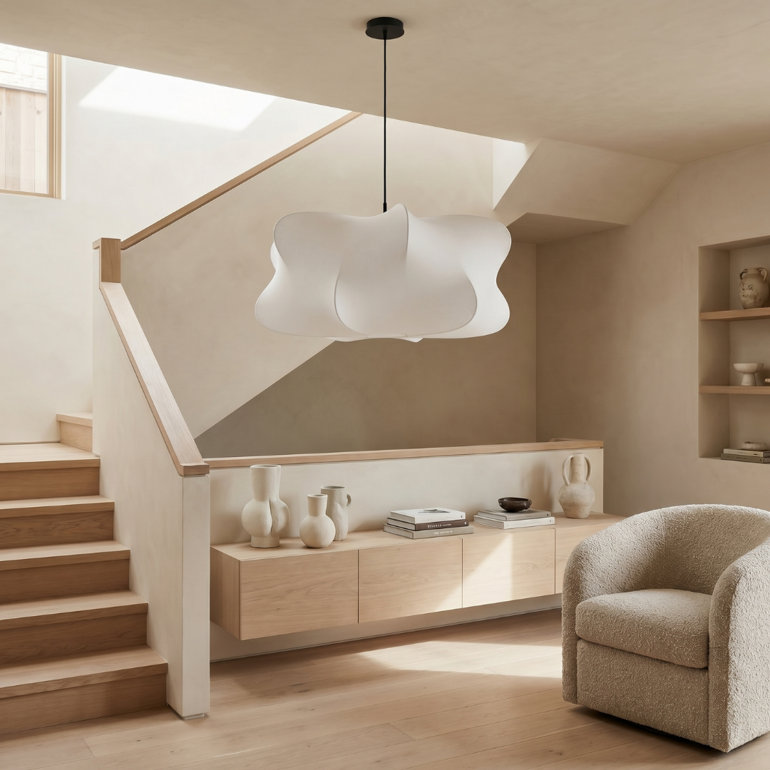 Lampa wisząca Lumen Wabi Sabi z jedwabiu | Designerska lampa LED do salonu, sypialni i jadalni