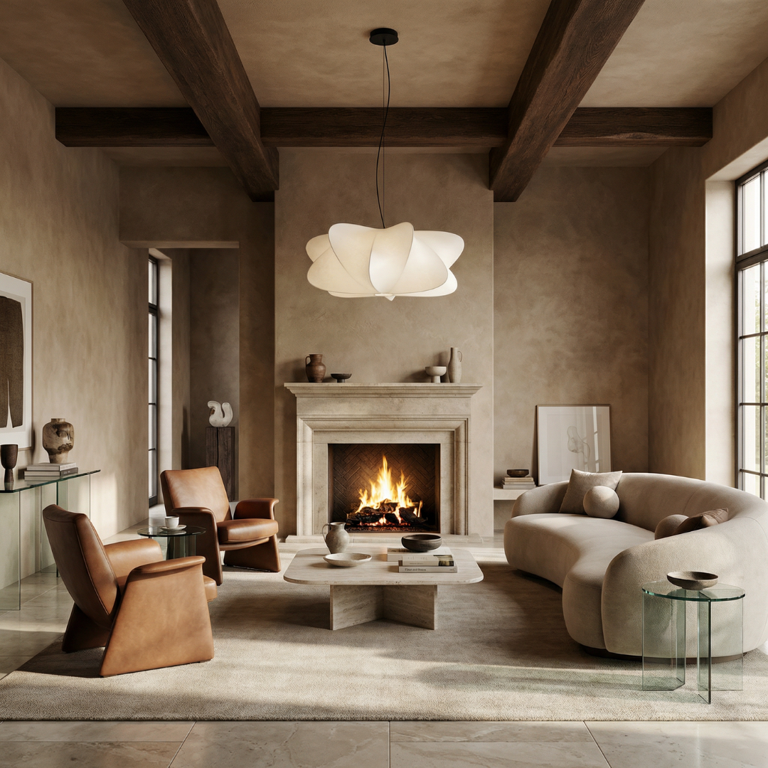 Lampa wisząca Lumen Wabi Sabi z jedwabiu | Designerska lampa LED do salonu, sypialni i jadalni