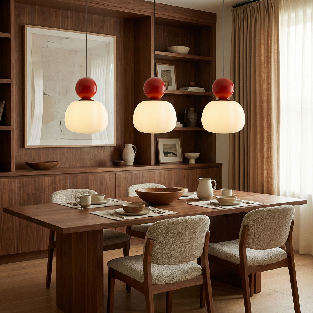 Lampa wisząca Art Deco | Złota designerska lampa LED z podwójnym kloszem do salonu, kuchni i jadalni