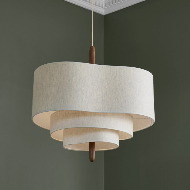 Żyrandol z tkaniny | Designerska lampa sufitowa z warstwowym abażurem do salonu i sypialni