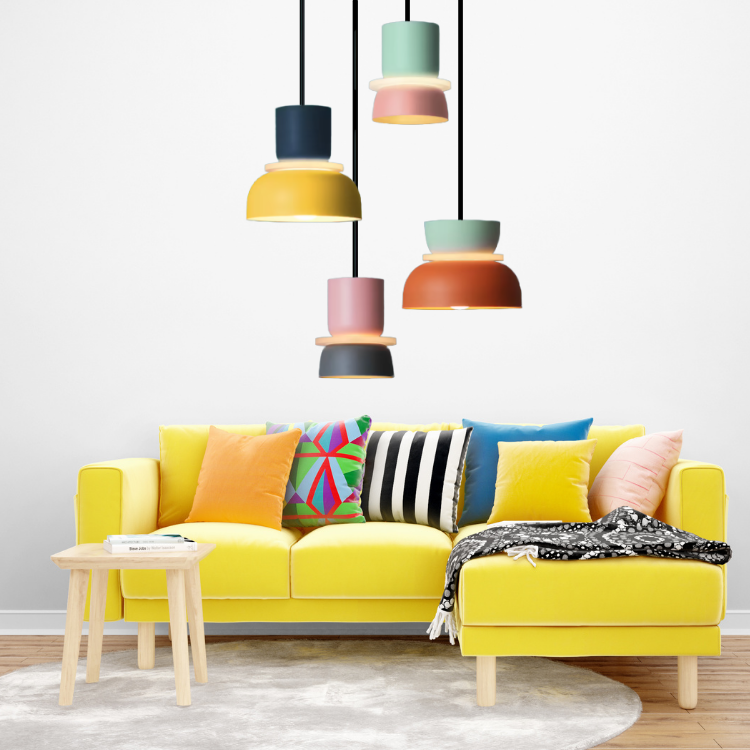 Kolorowa lampa wisząca Lumen | Designerska lampa w stylu skandynawskim do kuchni, salonu i jadalni