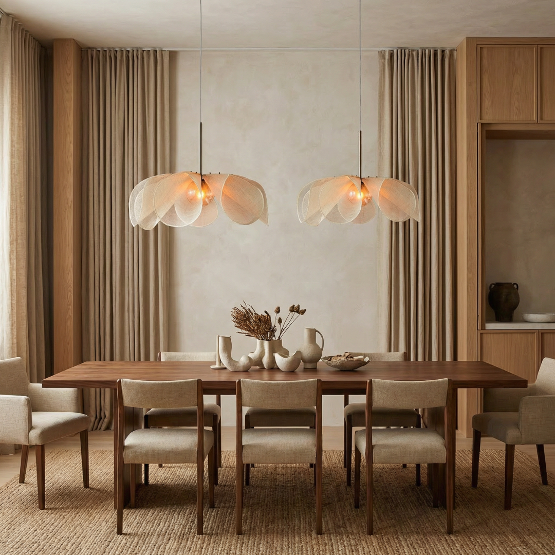 Lumen | Lampa wisząca z tkaniny w stylu vintage – ciepłe, nastrojowe oświetlenie LED