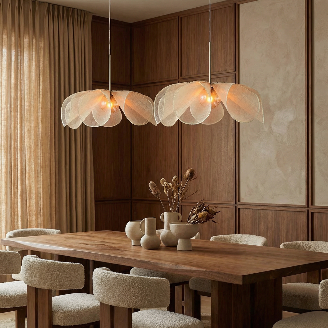 Lumen | Lampa wisząca z tkaniny w stylu vintage – ciepłe, nastrojowe oświetlenie LED