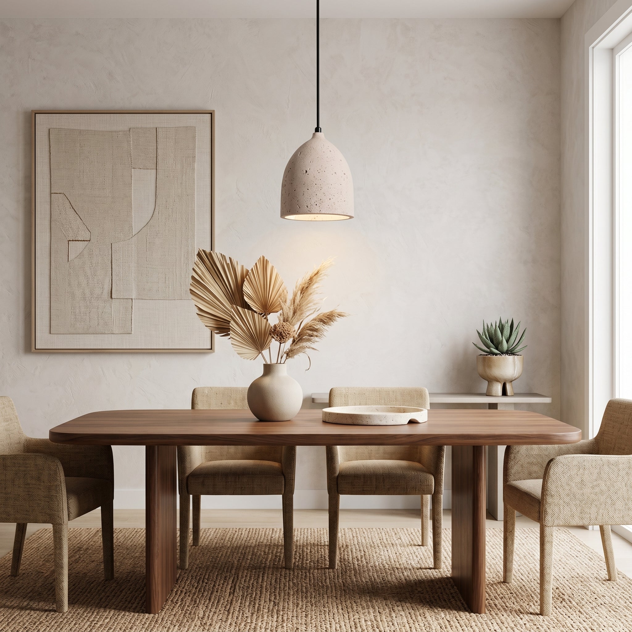 Lampa wisząca Lumen z trawertynu | Designerskie oświetlenie z kamienia naturalnego do salonu, kuchni i jadalni