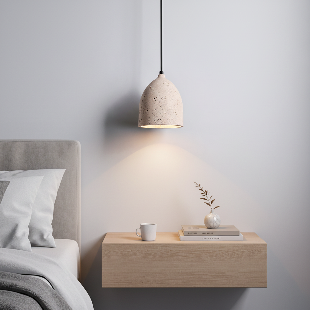 Lampa wisząca Lumen z trawertynu | Designerskie oświetlenie z kamienia naturalnego do salonu, kuchni i jadalni
