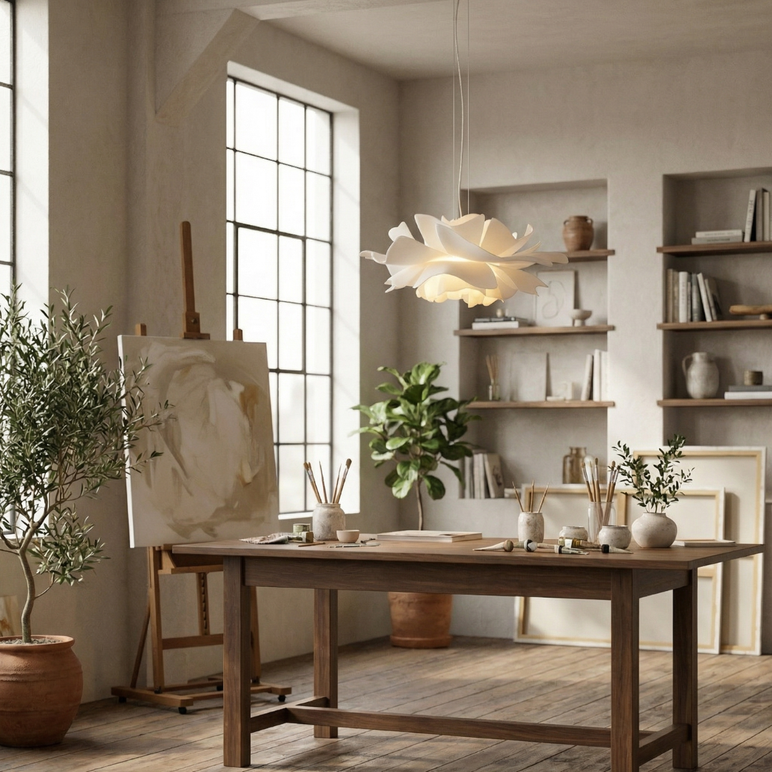 Lampa wisząca Lumen White Lotus | Designerska lampa w kształcie kwiatu do salonu, sypialni i jadalni