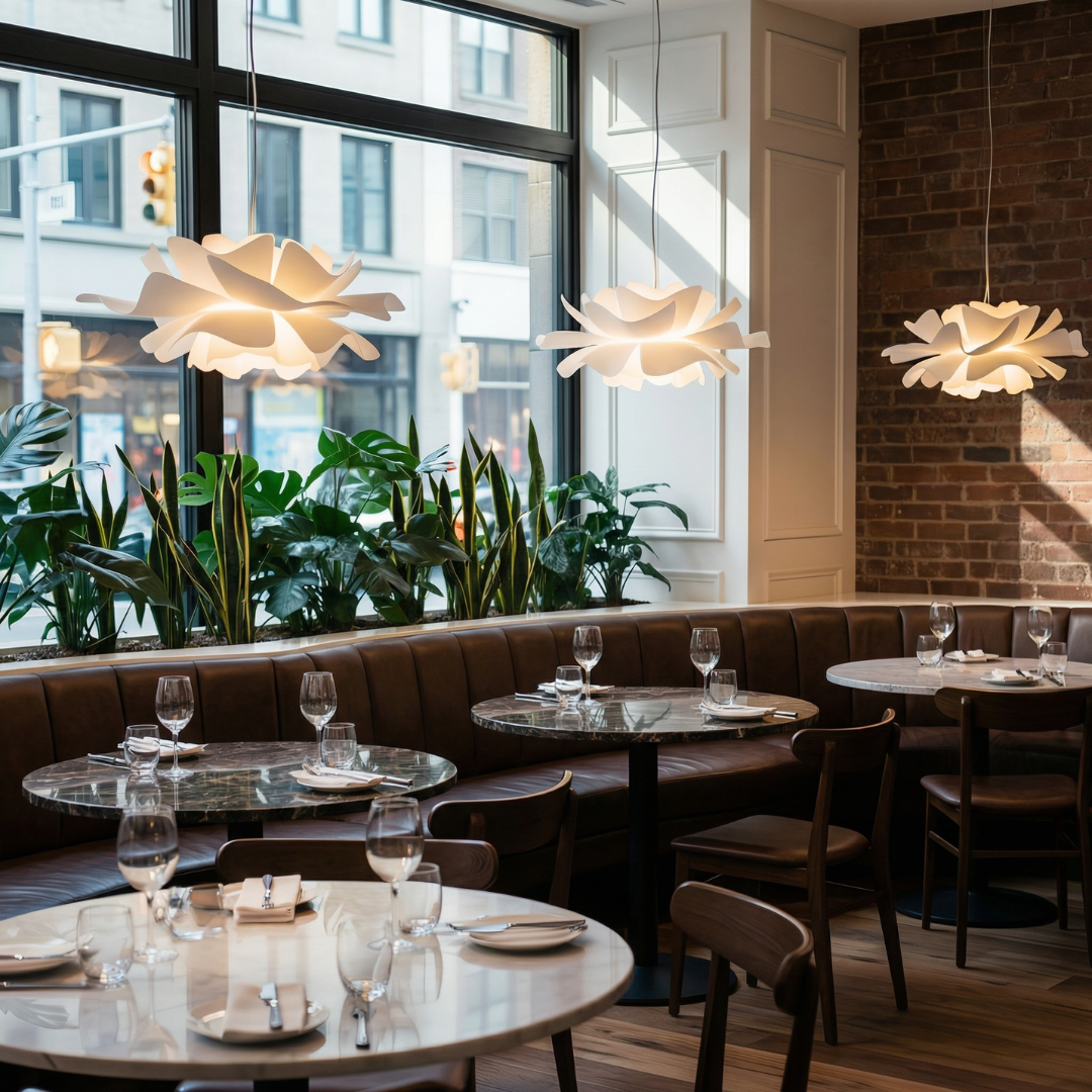 Lampa wisząca Lumen White Lotus | Designerska lampa w kształcie kwiatu do salonu, sypialni i jadalni