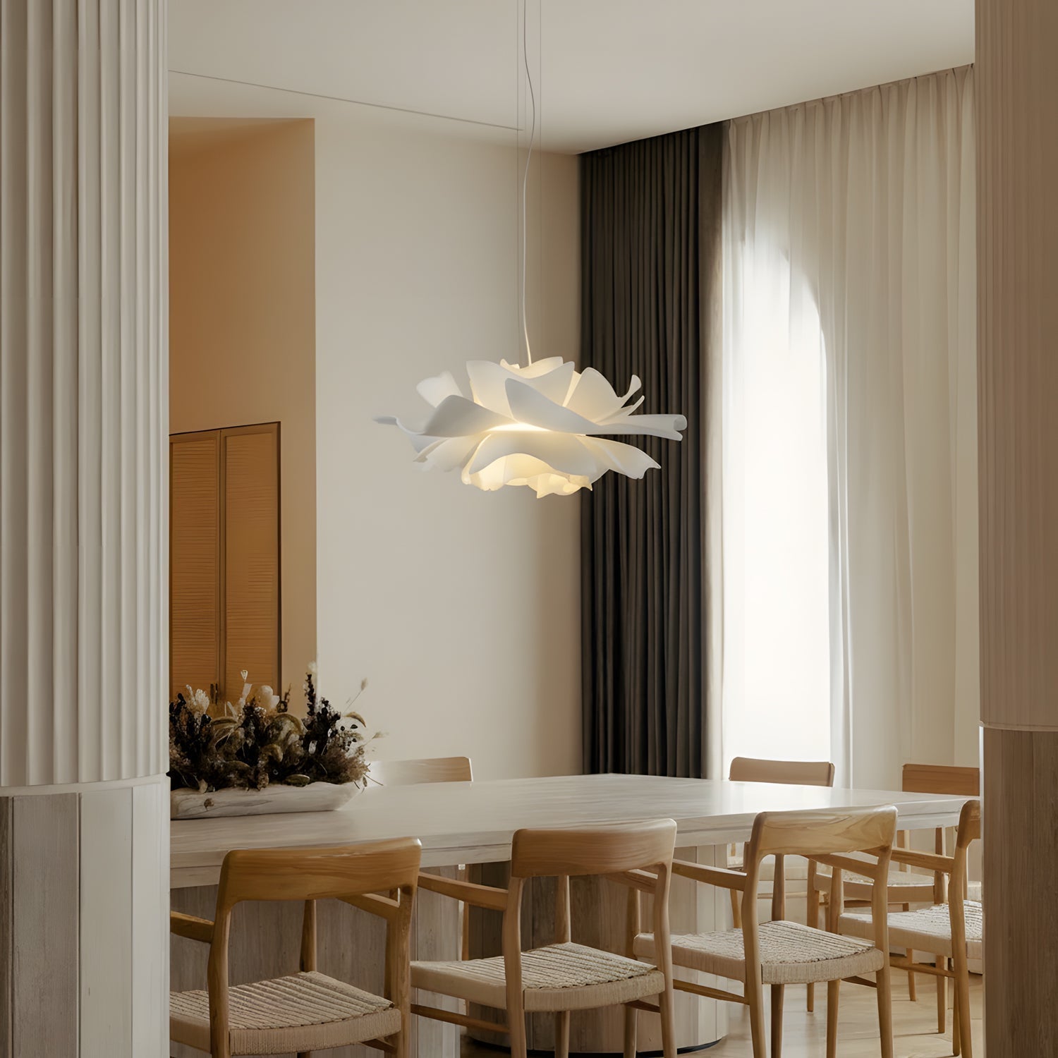 Lampa wisząca Lumen White Lotus | Designerska lampa w kształcie kwiatu do salonu, sypialni i jadalni