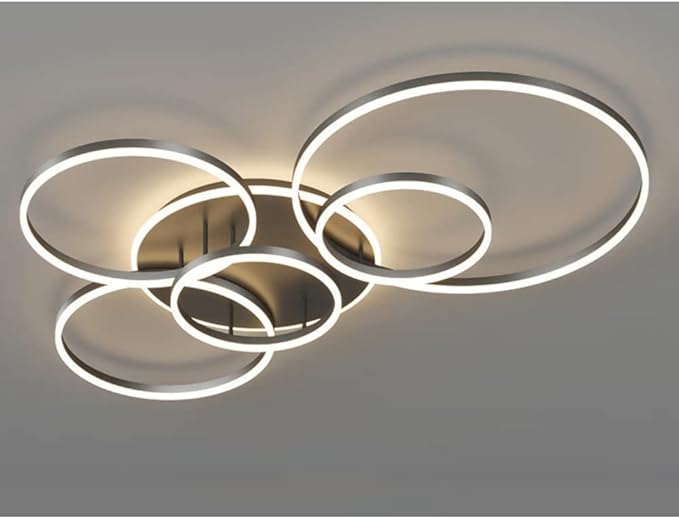 Nowoczesna lampa sufitowa LED z pierścieniami | Designerskie oświetlenie do salonu, sypialni i jadalni