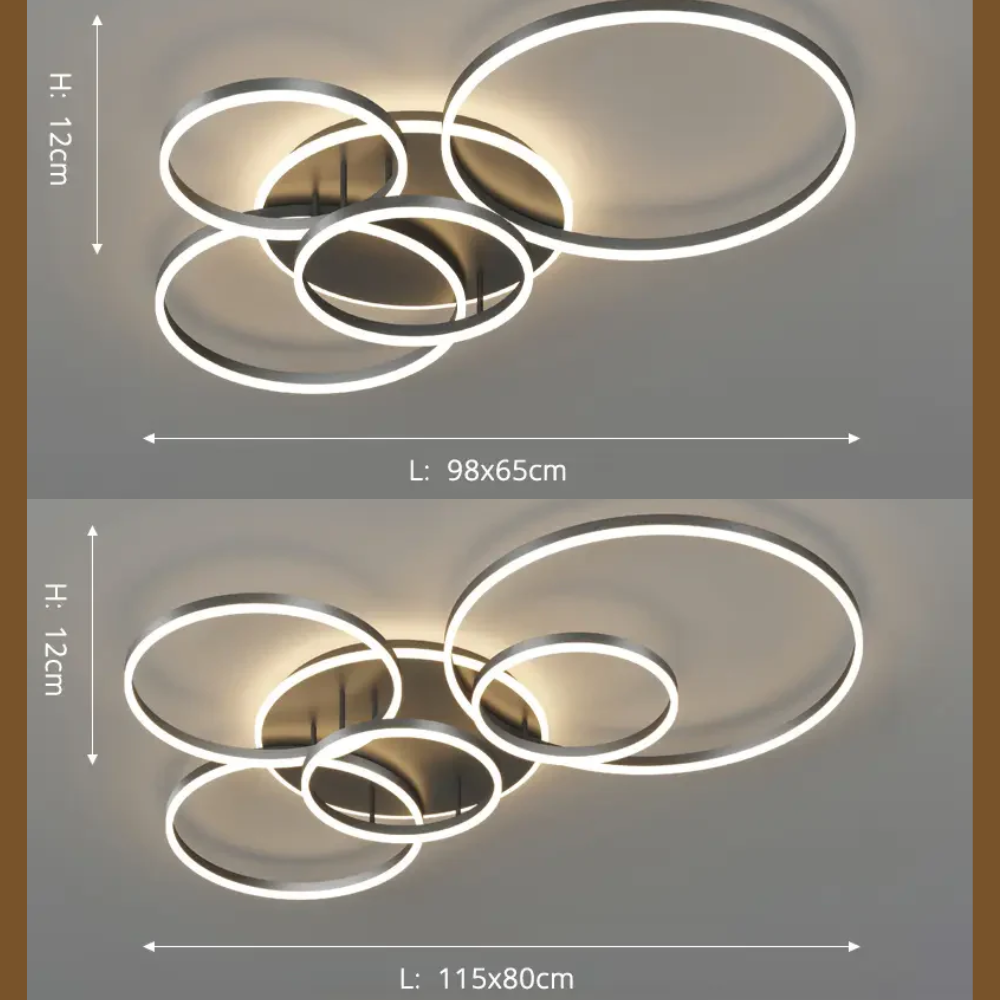 Nowoczesna lampa sufitowa LED z pierścieniami | Designerskie oświetlenie do salonu, sypialni i jadalni