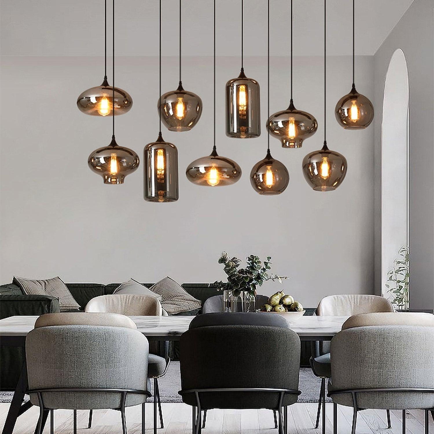 Kolekcja Luxury | Designerska szklana lampa wisząca LED z regulowaną wysokością | Eleganckie oświetlenie do kuchni, salonu i jadalni