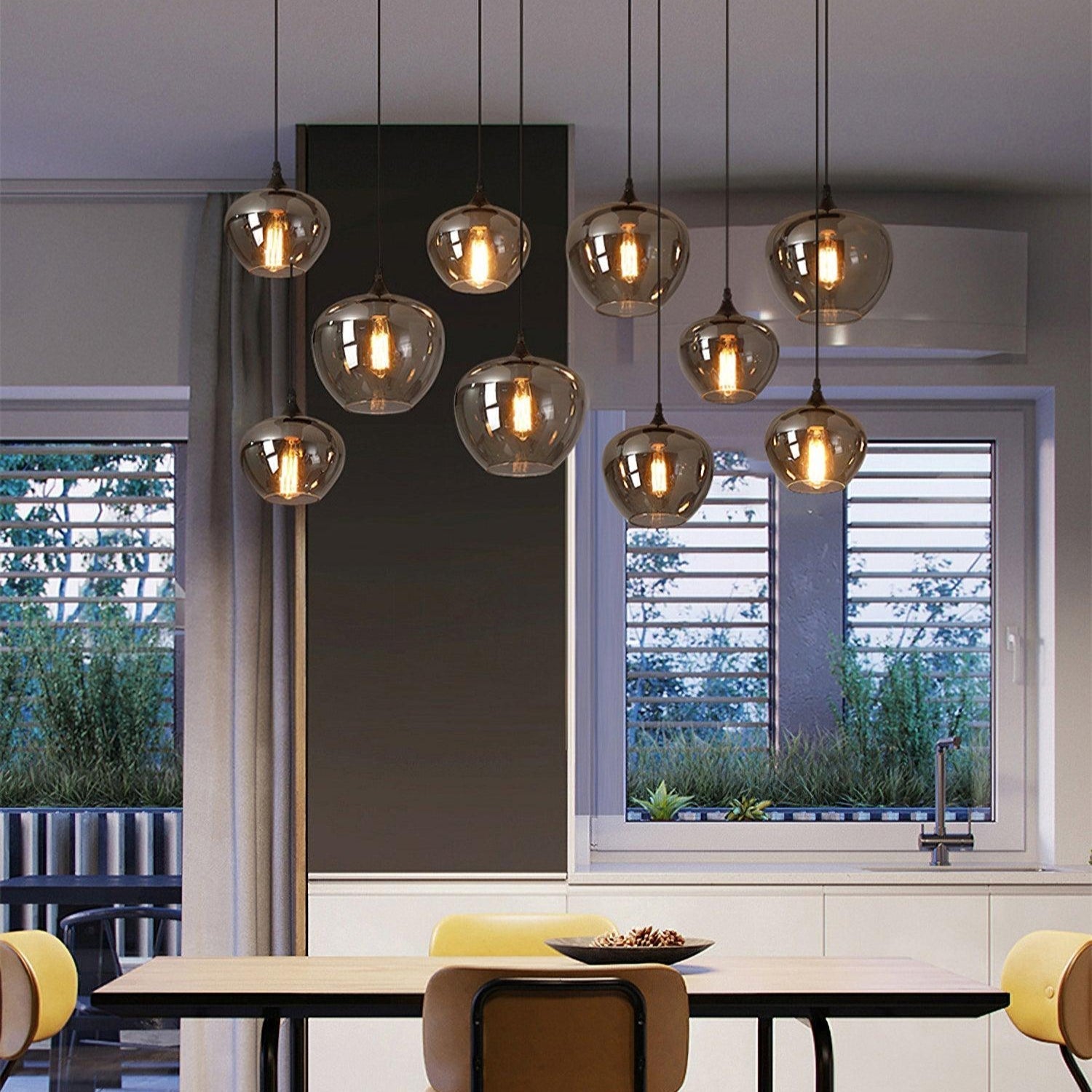 Kolekcja Luxury | Designerska szklana lampa wisząca LED z regulowaną wysokością | Eleganckie oświetlenie do kuchni, salonu i jadalni