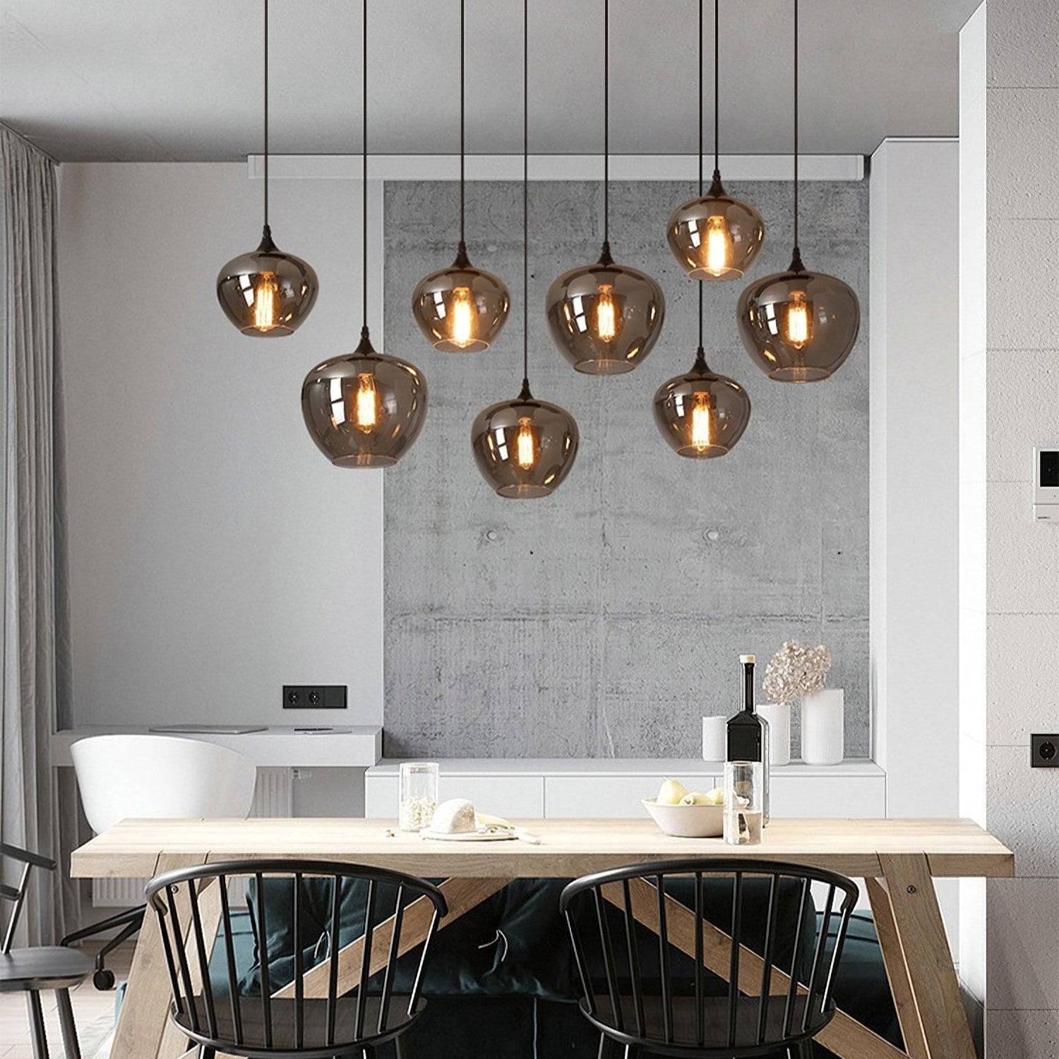 Kolekcja Luxury | Designerska szklana lampa wisząca LED z regulowaną wysokością | Eleganckie oświetlenie do kuchni, salonu i jadalni