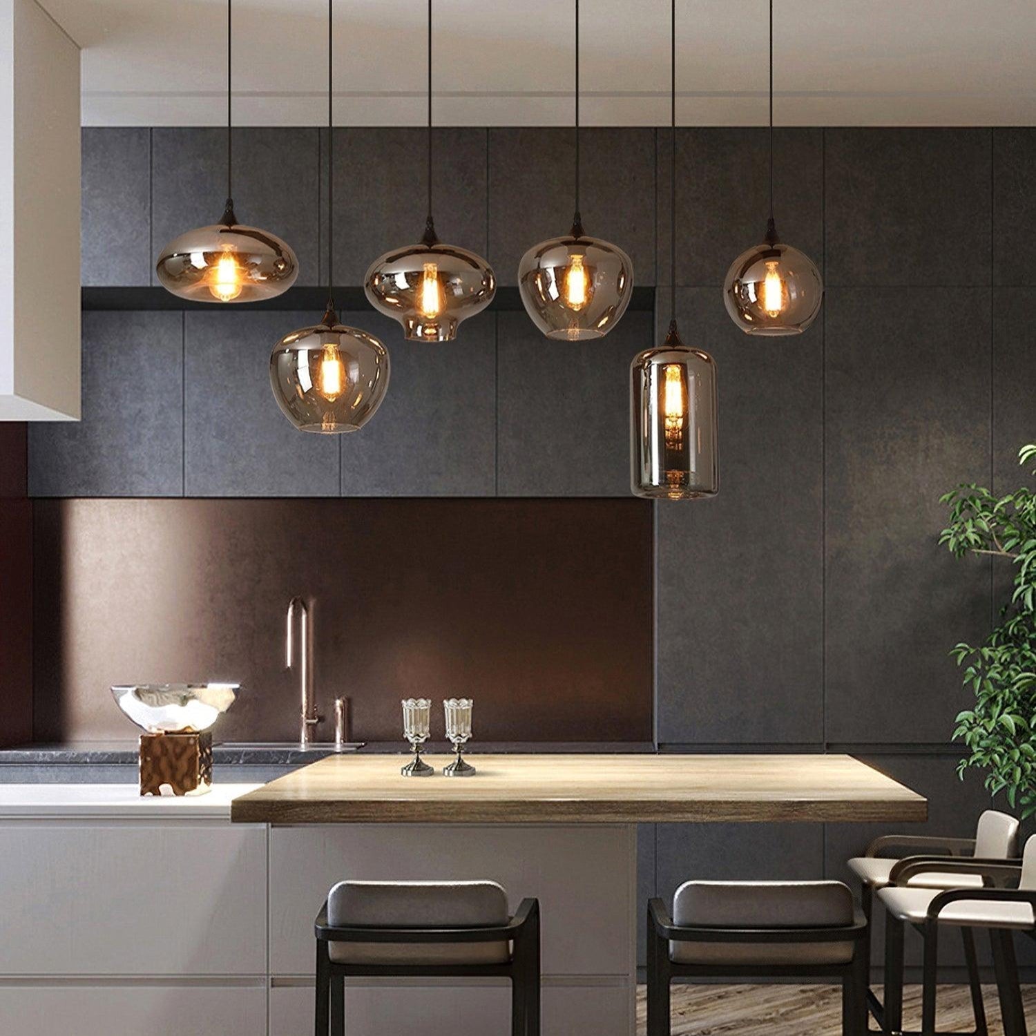 Kolekcja Luxury | Designerska szklana lampa wisząca LED z regulowaną wysokością | Eleganckie oświetlenie do kuchni, salonu i jadalni