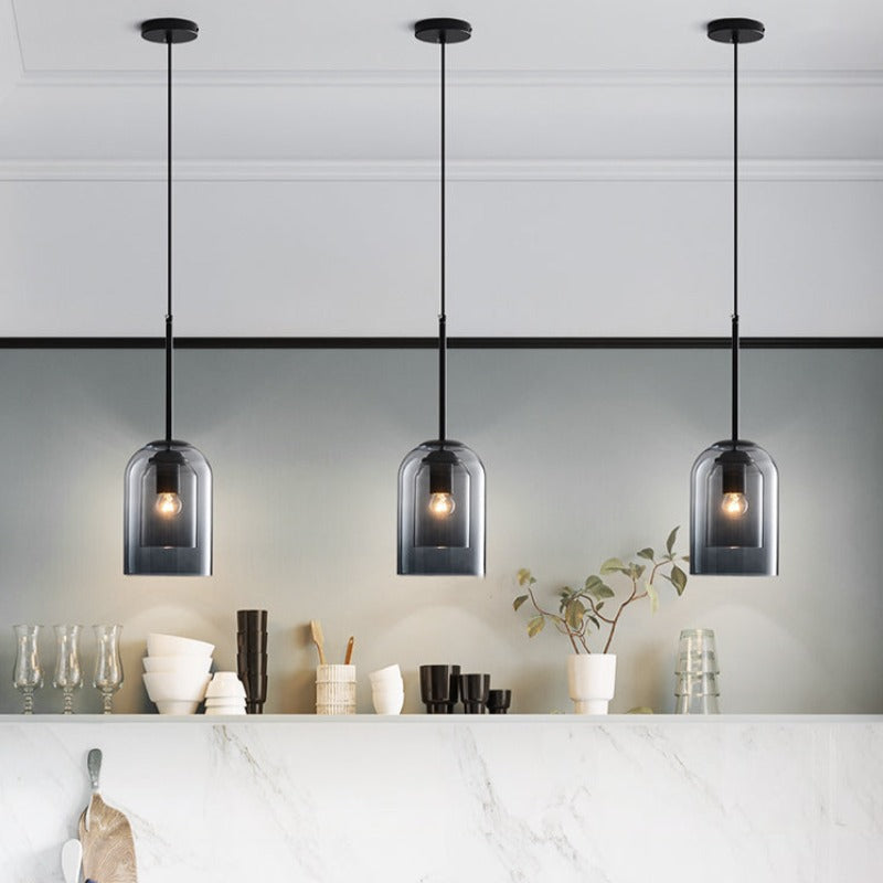 Kolekcja Mica | Lampa wisząca Mid-Century ze szklanym kloszem E27 | Eleganckie oświetlenie do kuchni, salonu i domu