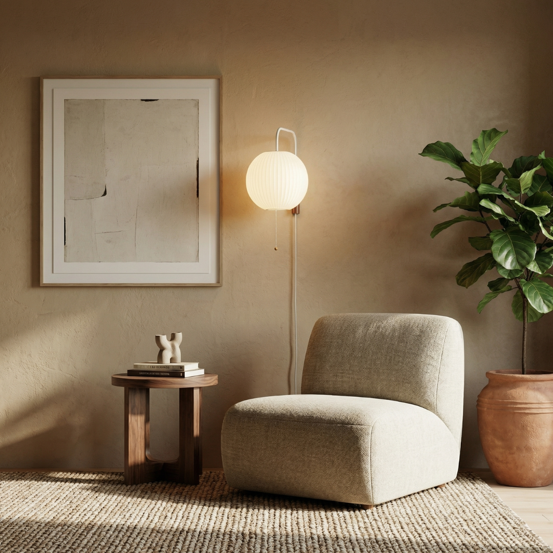 Kinkiet Ścienny Mid-Century Modern LED z Drewnianym Akcentem do Salonu i Sypialni