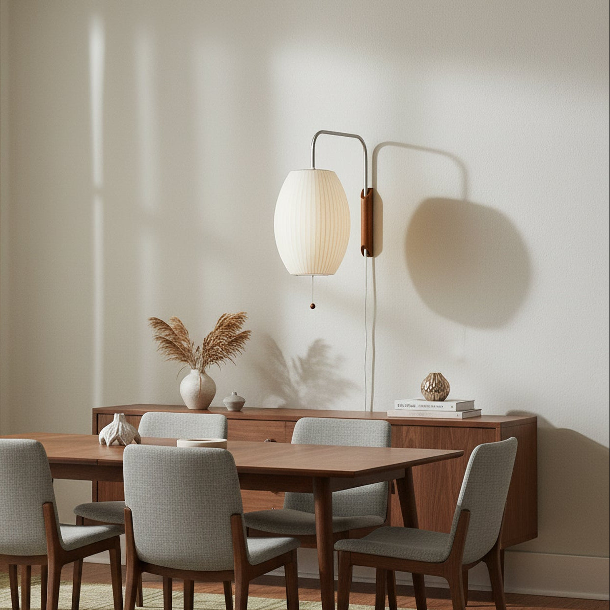 Kinkiet Ścienny Mid-Century Modern LED z Drewnianym Akcentem do Salonu i Sypialni