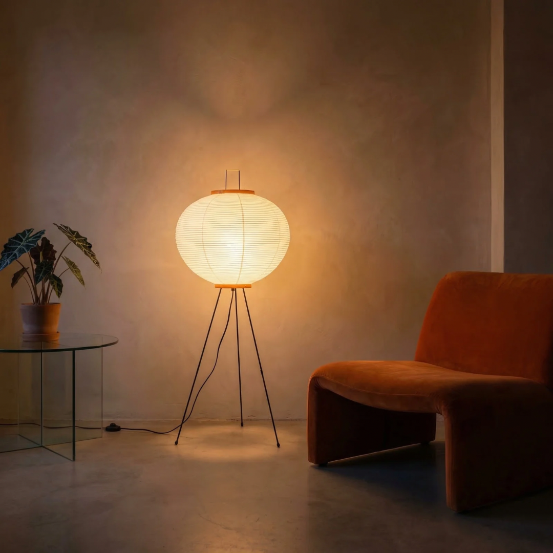 Minimalistyczna Papierowa Lampa Podłogowa o Miękkim, Rozproszonym Świetle