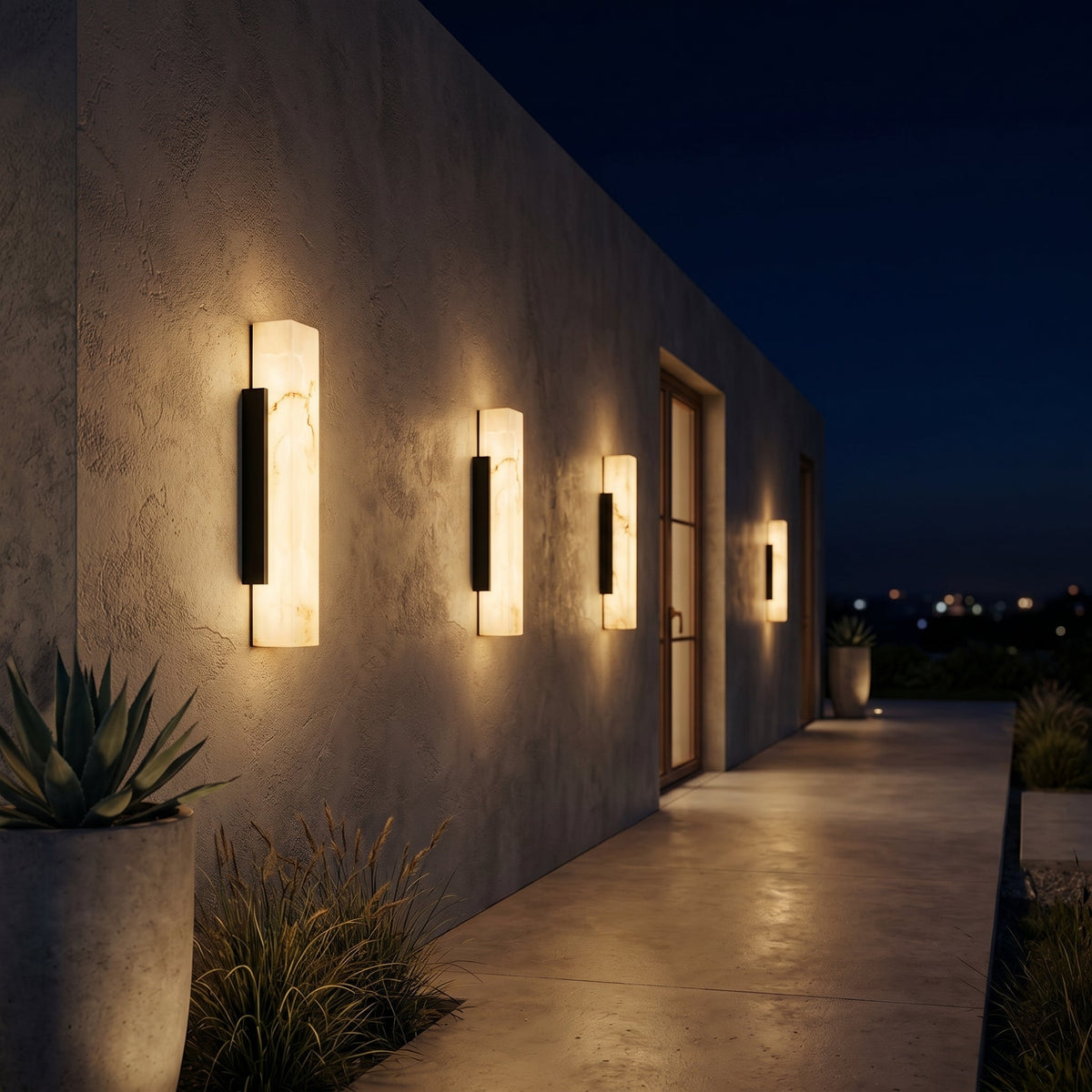 Mira | Zewnętrzna Lampa Ścienna z Dyfuzorem Inspirowanym Marmurem