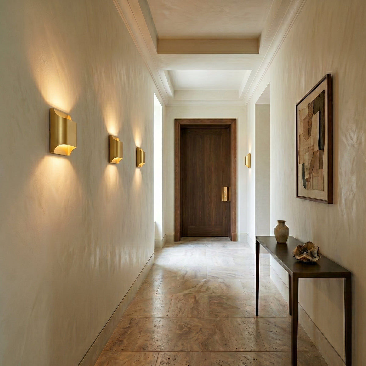 Nowoczesny Mosiężny Kinkiet Ścienny | Elegancka Lampa ze Stożkowym Kloszem