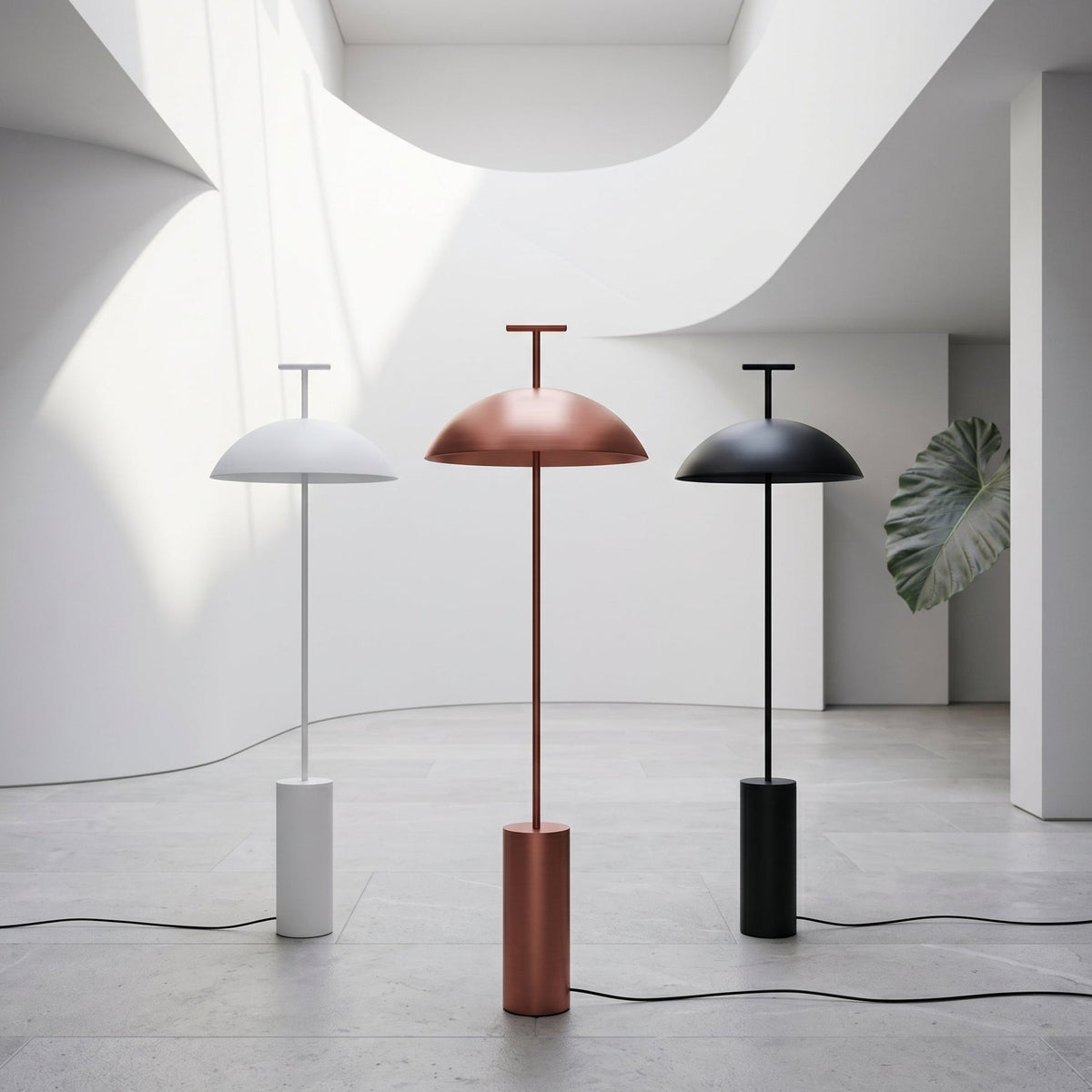 Nowoczesna Minimalistyczna Lampa Podłogowa z Zaokrąglonym Kloszem