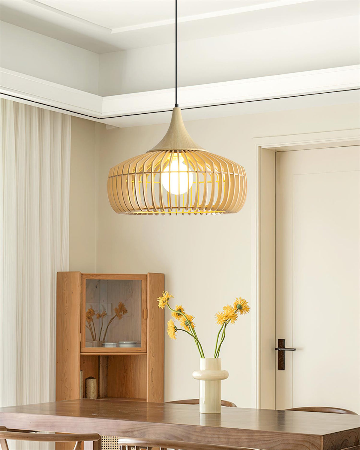 Lampa Wisząca z Naturalnego Bambusa i Rattanu