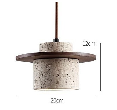 Lampa wisząca z naturalnego kamienia i orzechowym akcentem | Wyjątkowe oświetlenie nad wyspę kuchenną zapewniające ciepłą atmosferę