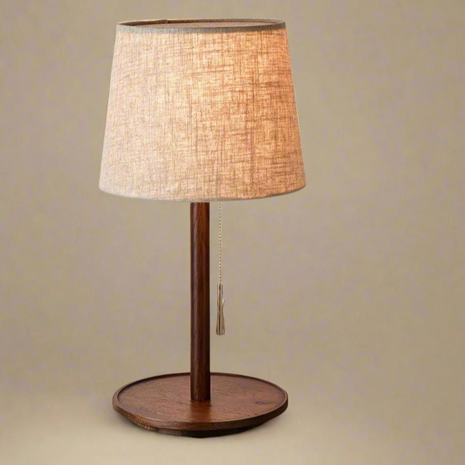 Nordic Walnut | Lampa Podłogowa z Eleganckim Kloszem Tekstylnym