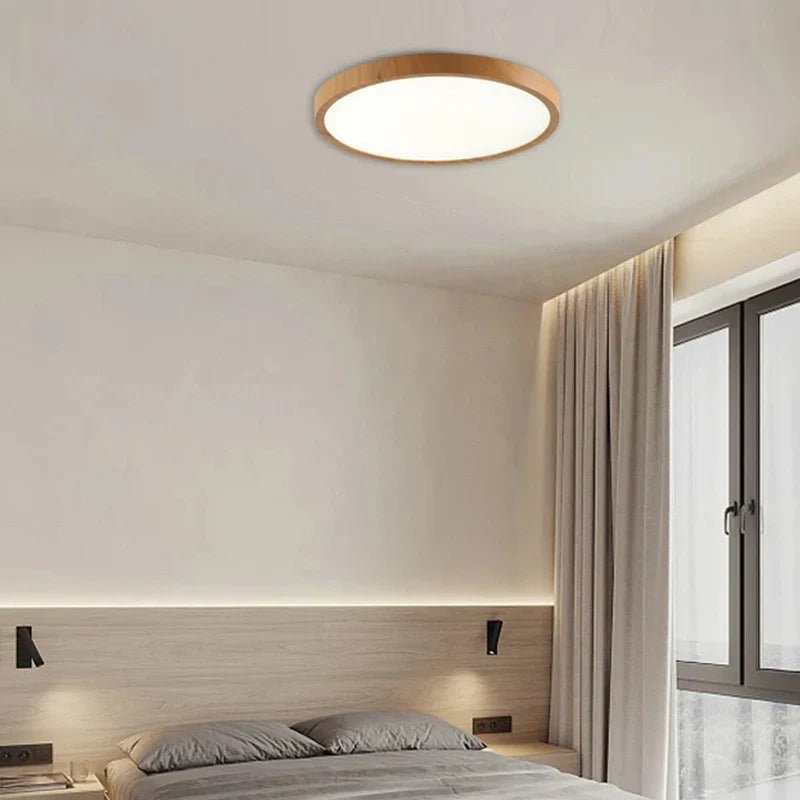 Nowoczesna Lampa Sufitowa LED z Drewnianym Akcentem | Regulowane Oświetlenie do Salonu i Sypialni 2