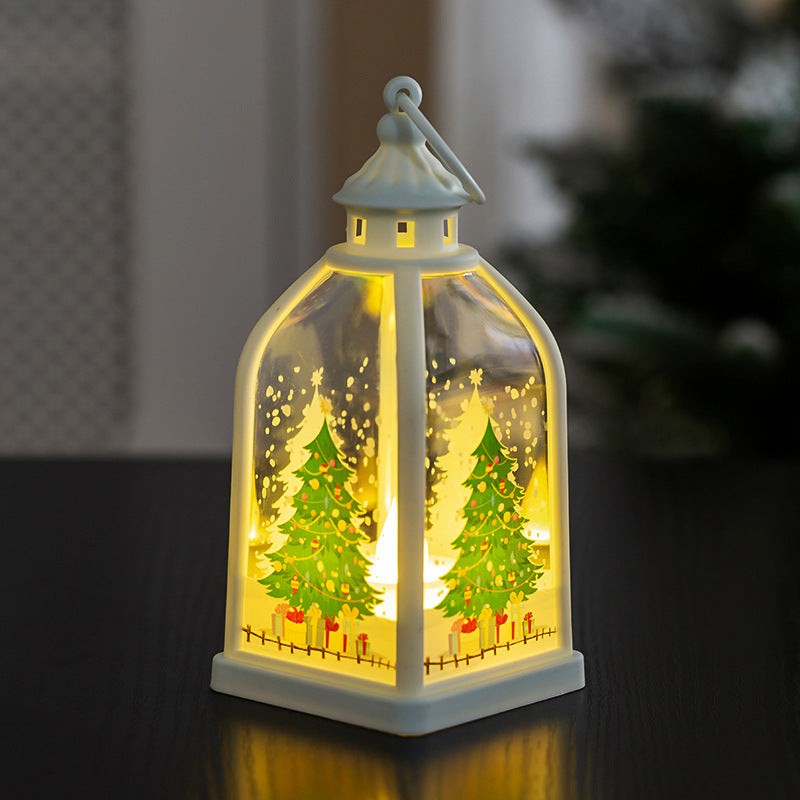 Świąteczna Latarnia LED z Bałwanem i Napisem Merry Christmas - Zielony
